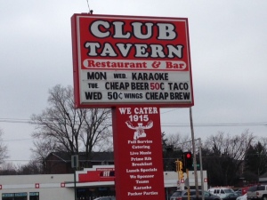 club tavern sign