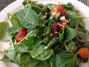Steenbock's spinach salad with warm bacon dressing