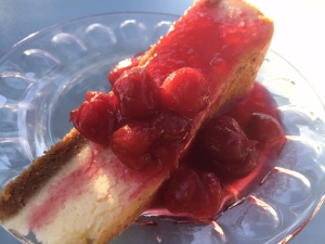 Mariner’s cheesecake with Door County cherry sauce
