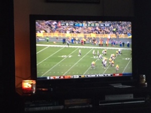 Watching the Packers game and I "lit a fire."