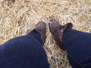 Cute boots for hayride in the rain!