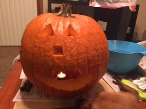 Frank is officially a jack-o-lantern!